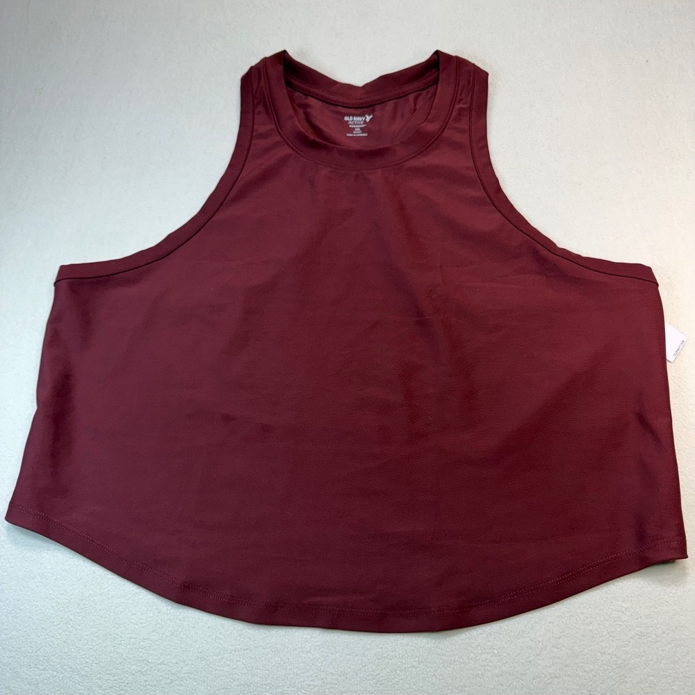 Old Navy Active Powersoft Go-Dry Tank Top XXL Burgundy Maroon Racerback Workout